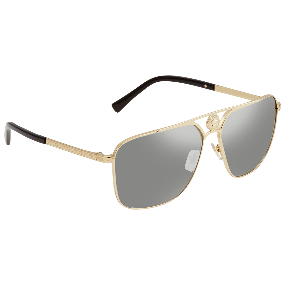 Lentes Versace Gris Claro Espejo Plata Rectangulares para Caballero