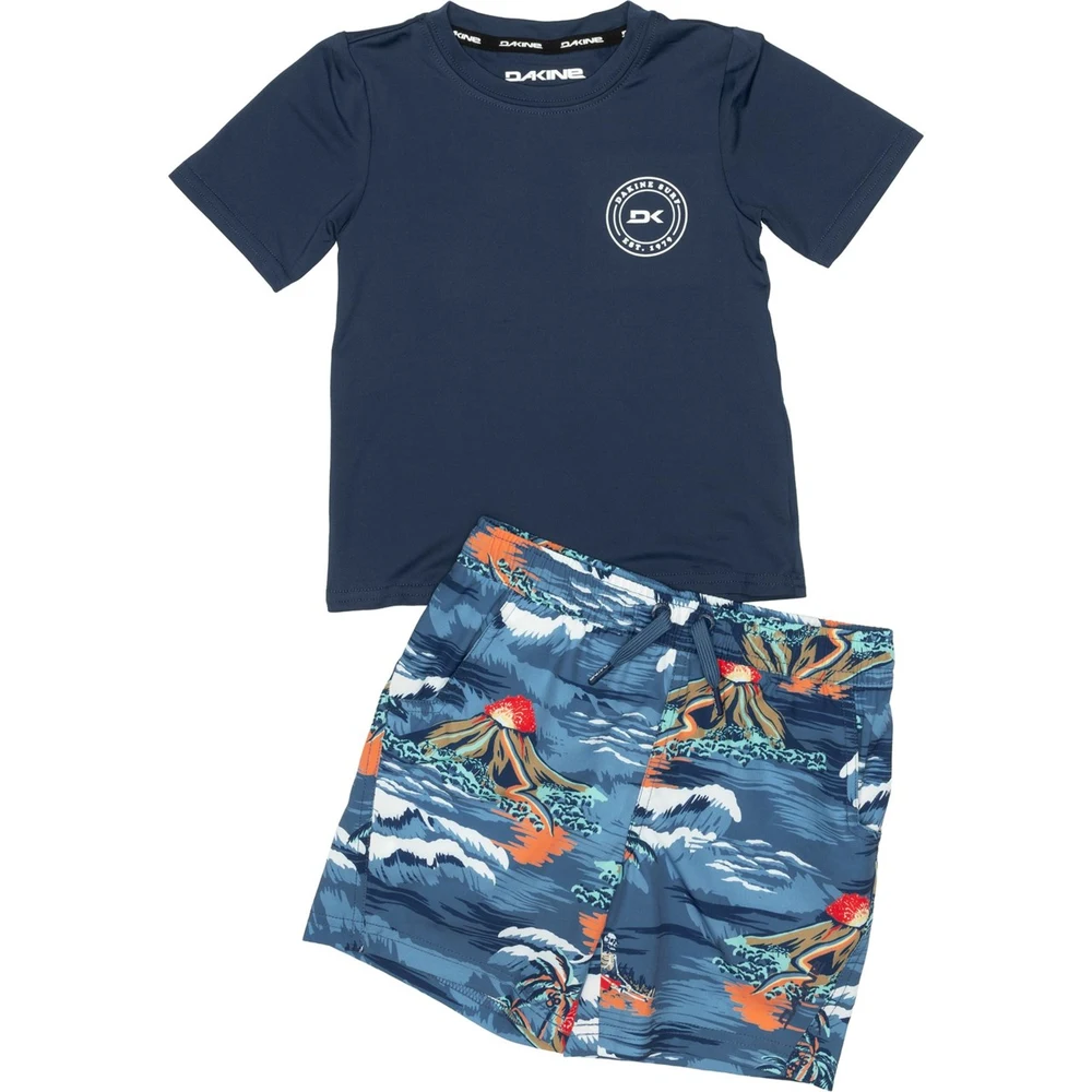 Conjunto Dakine Rash Guard Estampado + Short de Baño UPF 30+ Niño